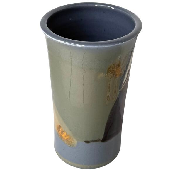 Studio Art Pottery VASE Gray Multi Glaze 9" Alan G Vigland American Crock Signed - Picture 3 of 9